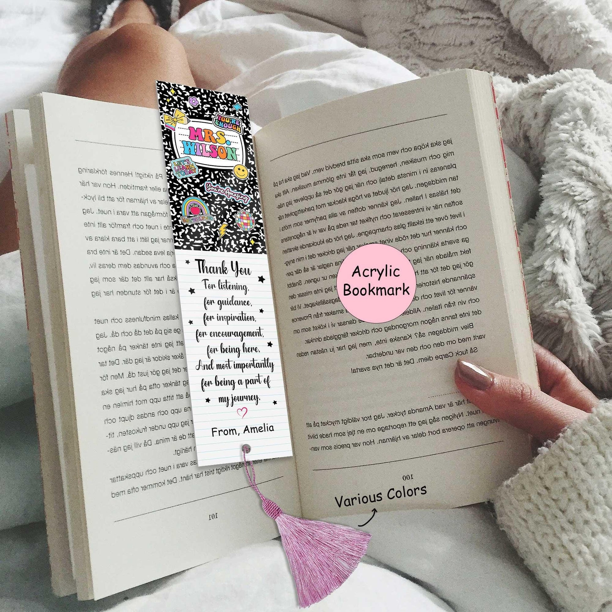 Personalized Teacher Bookmarks Composition Book Gift, Thank You Teacher Gift, Back To School Gift, Teacher Gifts, Teacher Appreciation Gift