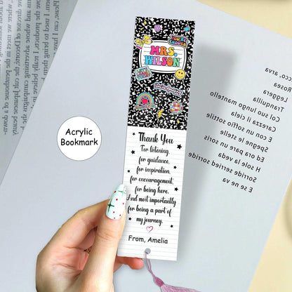 Personalized Teacher Bookmarks Composition Book Gift, Thank You Teacher Gift, Back To School Gift, Teacher Gifts, Teacher Appreciation Gift