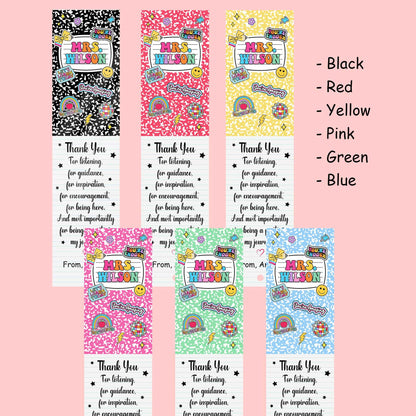 Personalized Teacher Bookmarks Composition Book Gift, Thank You Teacher Gift, Back To School Gift, Teacher Gifts, Teacher Appreciation Gift