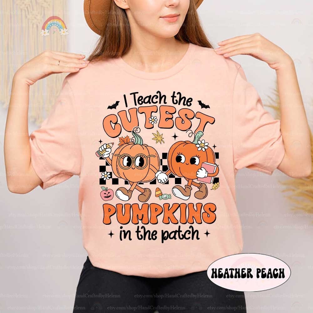 Teacher Halloween Shirt, I Teach The Cutest Pumpkins In The Patch, Pumpkin Teacher Fall Shirt Retro Spooky Teacher, Halloween Teacher Gift