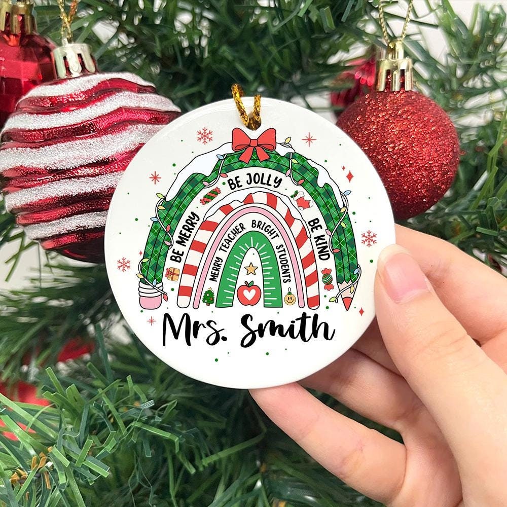 Personalized Teacher Christmas Ornament, Teacher Ornament Merry Teacher, Thank You Gifts, Teacher Appreciation Gift, Christmas Teacher Gift