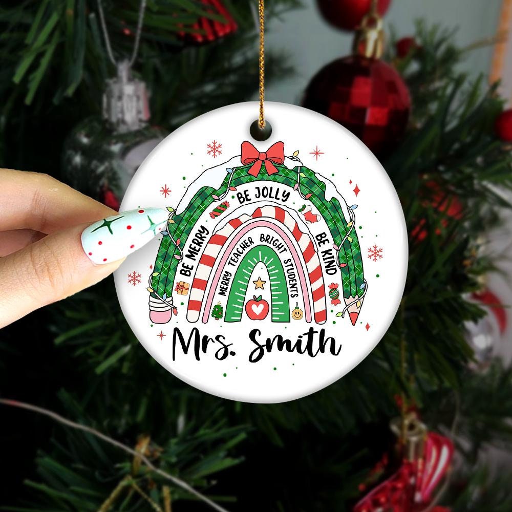 Personalized Teacher Christmas Ornament, Teacher Ornament Merry Teacher, Thank You Gifts, Teacher Appreciation Gift, Christmas Teacher Gift