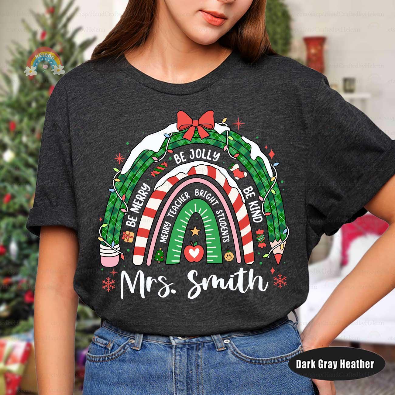 Personalized Teacher Christmas Shirt Be Merry Be Jolly Be Kind, Retro Christmas Teacher Sweatshirt, Teacher Life, Christmas Teacher Gift