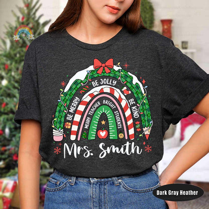 Personalized Teacher Christmas Shirt Be Merry Be Jolly Be Kind, Retro Christmas Teacher Sweatshirt, Teacher Life, Christmas Teacher Gift