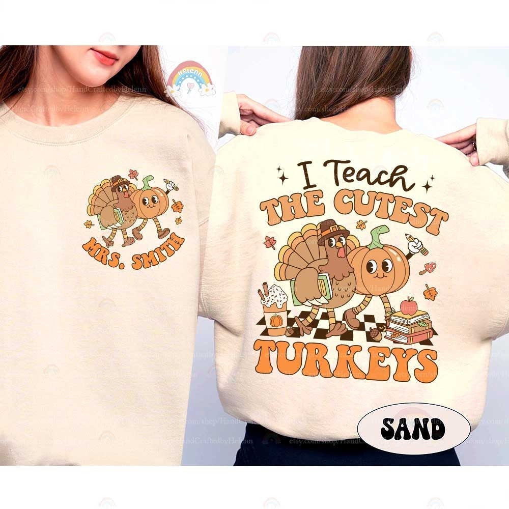 Teacher Shirt Retro Fall Shirt I Teach The Cutest Turkeys, Teacher Pumpkins Thanksgiving Shirt, Back To School, Teacher Appreciation Gifts