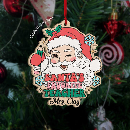 Teacher Christmas Ornament Santa Favorite, Personalized Teacher Ornament, Thank You Gift, Christmas Teacher Gift, Teacher Appreciation Gift
