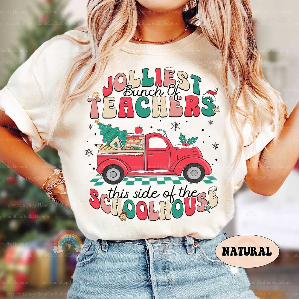 Teacher Christmas Shirt Jolliest Bunch Of Teacher, Christmas Teacher Sweatshirt, Kindergarten Teacher, Funny Teacher, Teacher Christmas Gift