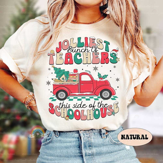 Teacher Christmas Shirt Jolliest Bunch Of Teacher, Christmas Teacher Sweatshirt, Kindergarten Teacher, Funny Teacher, Teacher Christmas Gift