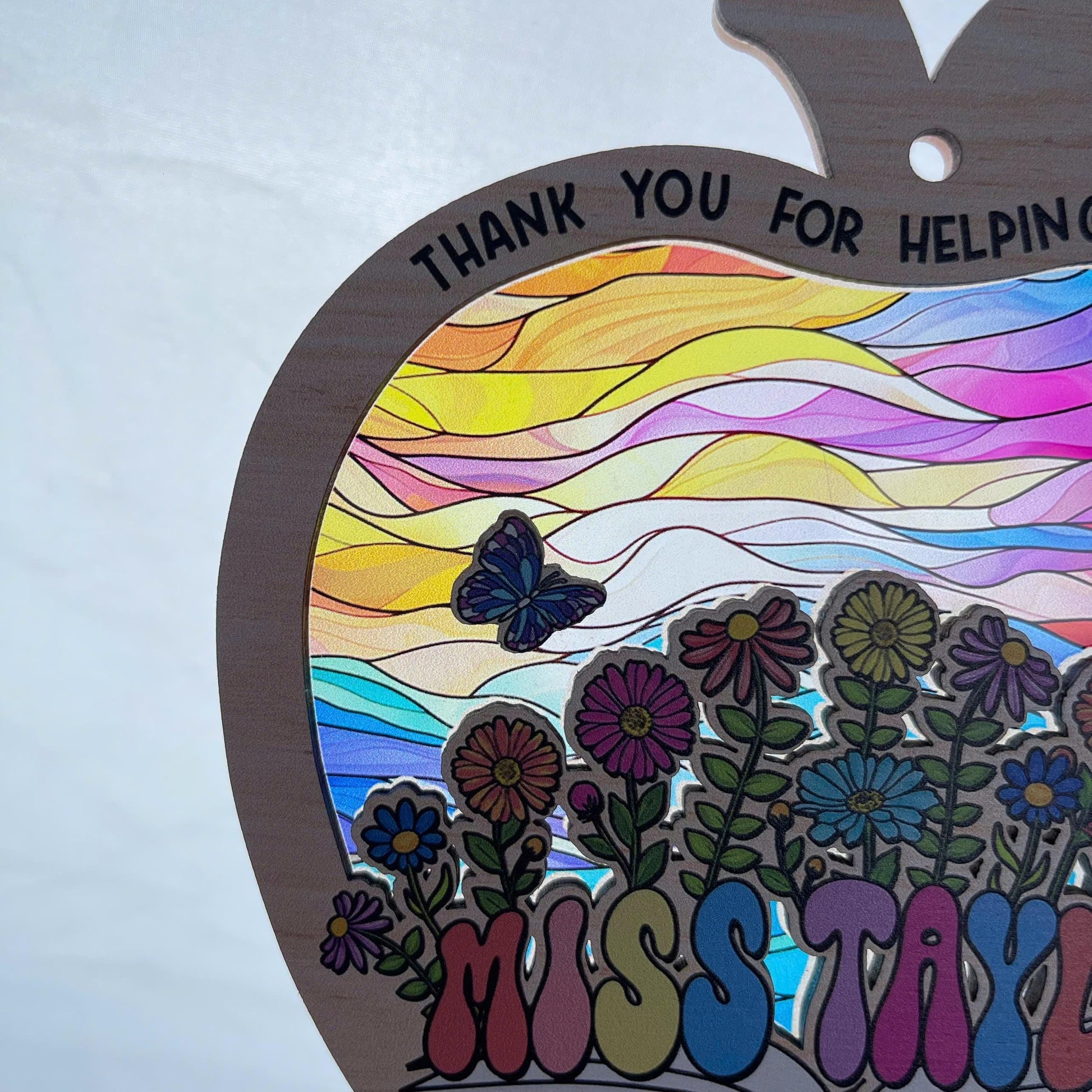 Custom Teacher Suncatcher Ornament, Teacher Christmas Gift, Thank You Teacher Gift, Teacher Appreciation Gift, Thank You For Helping Me Grow