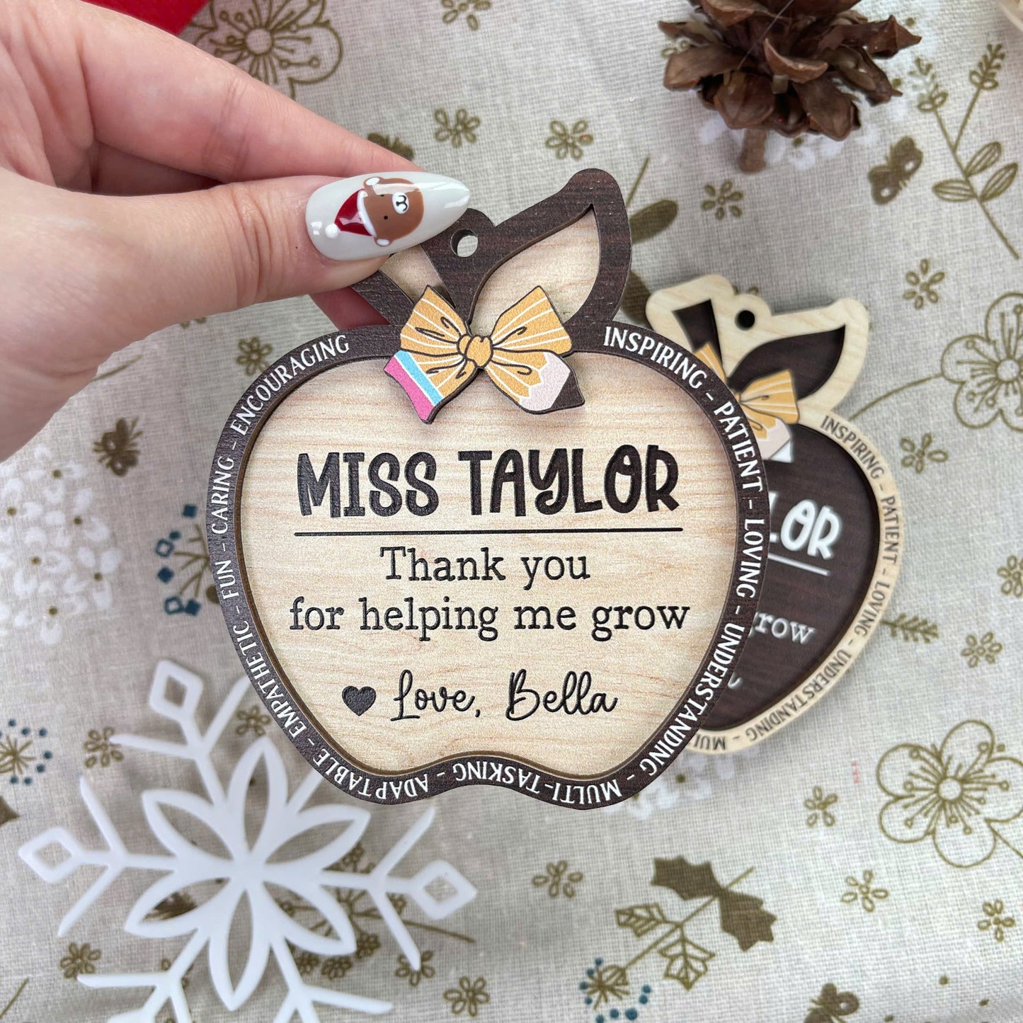 Personalized School Teacher Gift Christmas Ornament, Teacher Ornament Thank You Gift, Teacher Christmas Gift, Teacher Appreciation Gifts