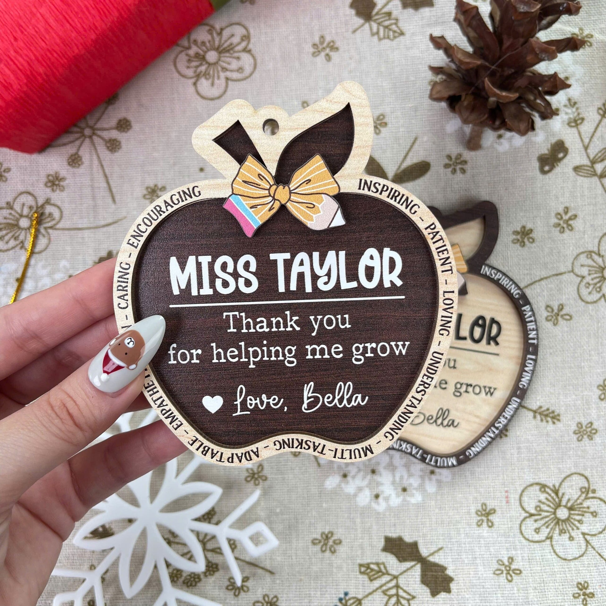 Personalized School Teacher Gift Christmas Ornament, Teacher Ornament Thank You Gift, Teacher Christmas Gift, Teacher Appreciation Gifts