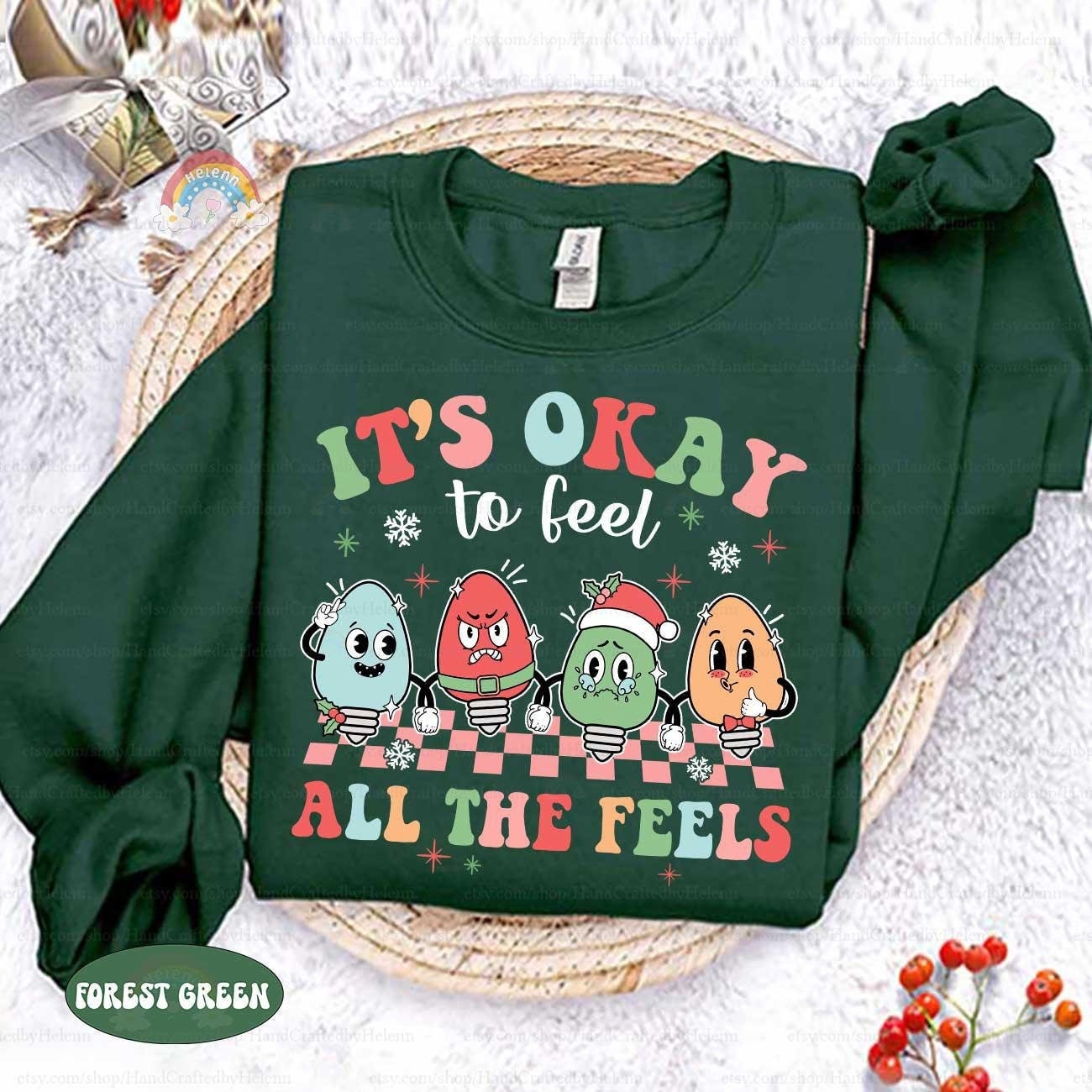 It's Ok To Feel All the Feels Christmas Mental Health Shirt, School Psych Christmas Shirt, School Counselor, Teacher Shirt Christmas Gifts