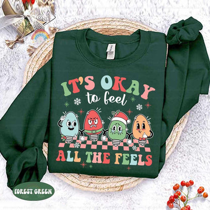 It's Ok To Feel All the Feels Christmas Mental Health Shirt, School Psych Christmas Shirt, School Counselor, Teacher Shirt Christmas Gifts