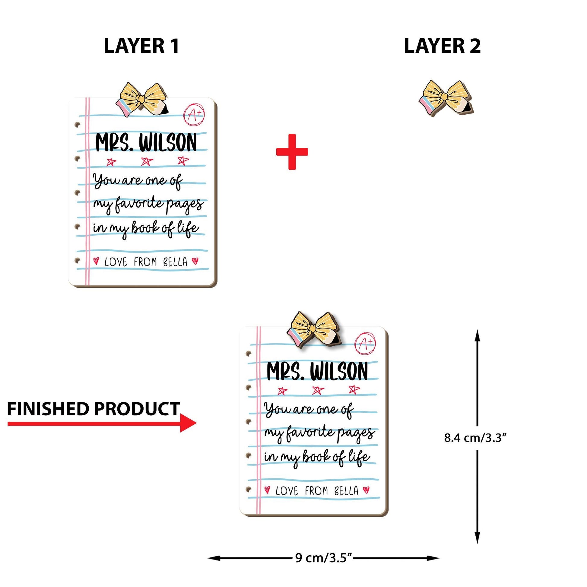 Custom Teacher Christmas Ornament Paper Note, Personalized Teacher Ornament Teacher Christmas Gift, Teacher Appreciation Gift, Educator Gift