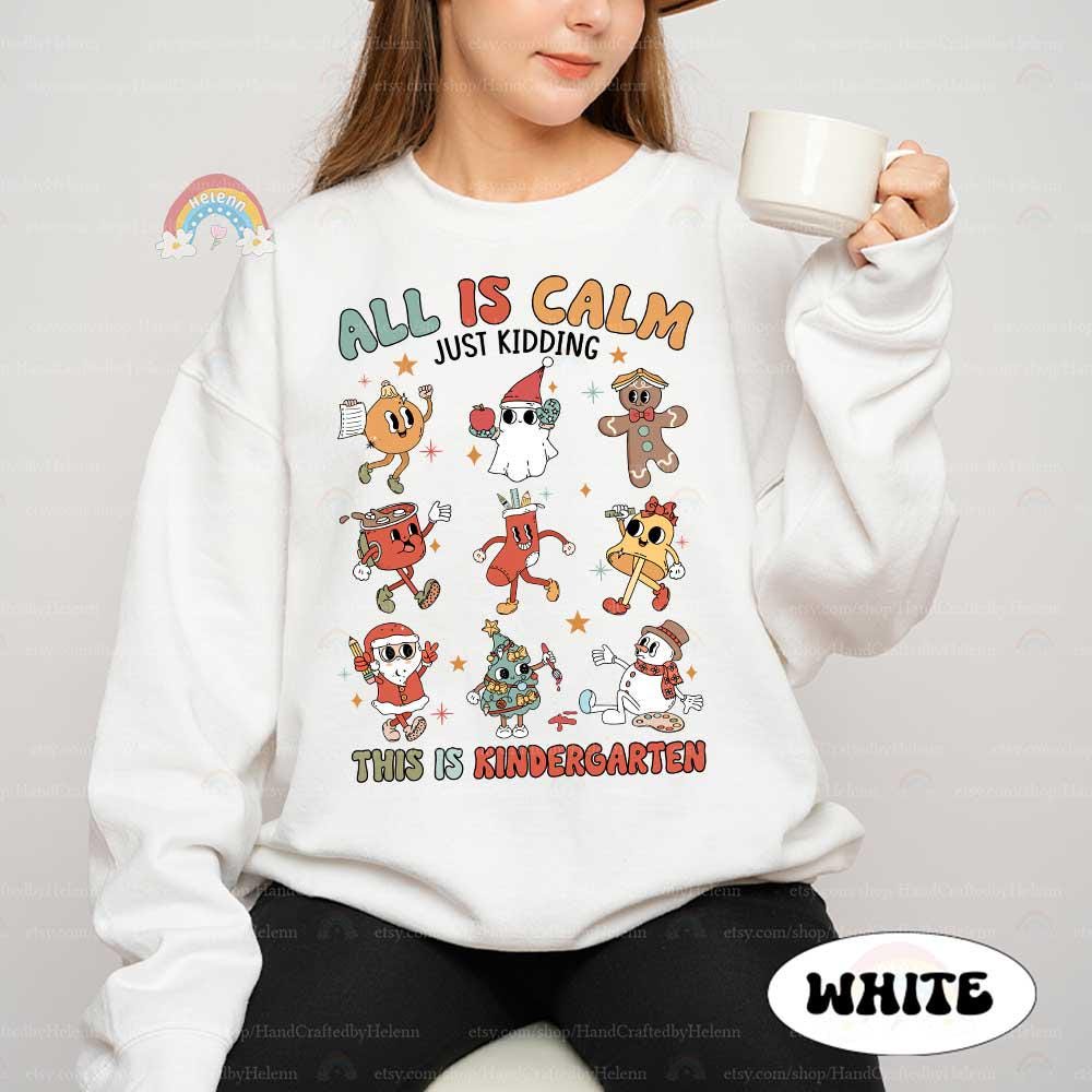 A festive design with a wink for teachers, highlighting the lively reality of any classroom during the holidays.