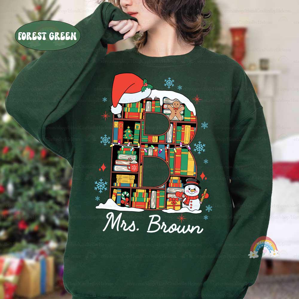 Personalized Teacher Christmas Shirt, Book Lovers Librabrian Christmas, Teacher Christmas Sweatshirt, Teacher Life, Christmas Teacher Gift