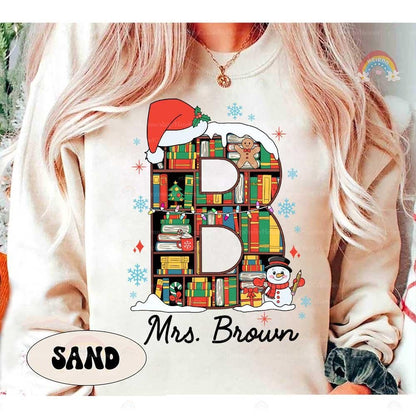 Personalized Teacher Christmas Shirt, Book Lovers Librabrian Christmas, Teacher Christmas Sweatshirt, Teacher Life, Christmas Teacher Gift