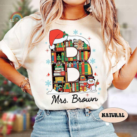 Personalized Teacher Christmas Shirt, Book Lovers Librabrian Christmas, Teacher Christmas Sweatshirt, Teacher Life, Christmas Teacher Gift