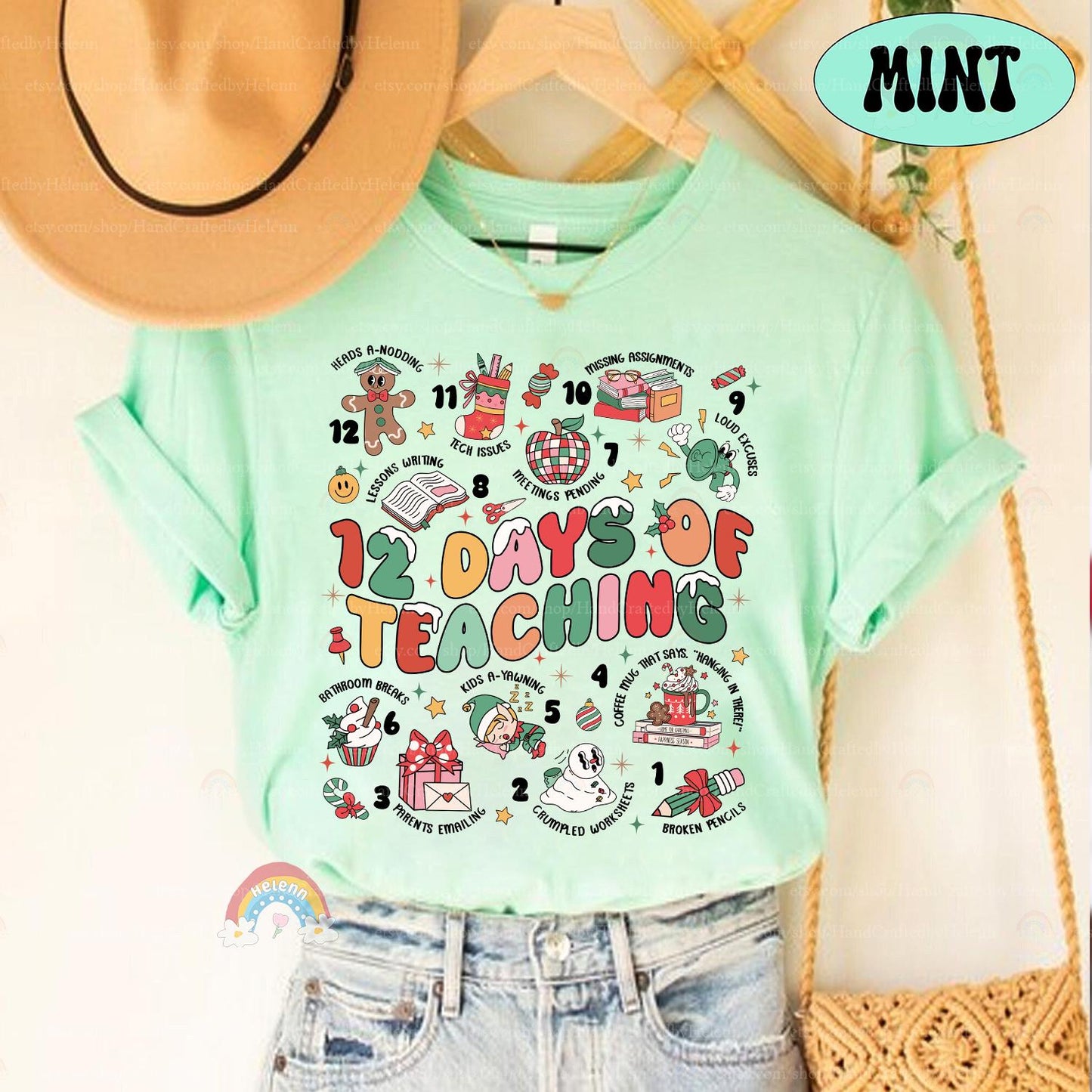 12 Days of Teaching Christmas Teacher Shirt, Teacher Life, Kindergarten Teacher, Funny Teacher Christmas Sweatshirt, Teacher Christmas Gift