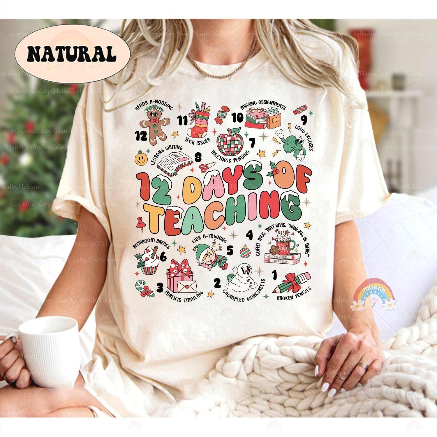 12 Days of Teaching Christmas Teacher Shirt, Teacher Life, Kindergarten Teacher, Funny Teacher Christmas Sweatshirt, Teacher Christmas Gift