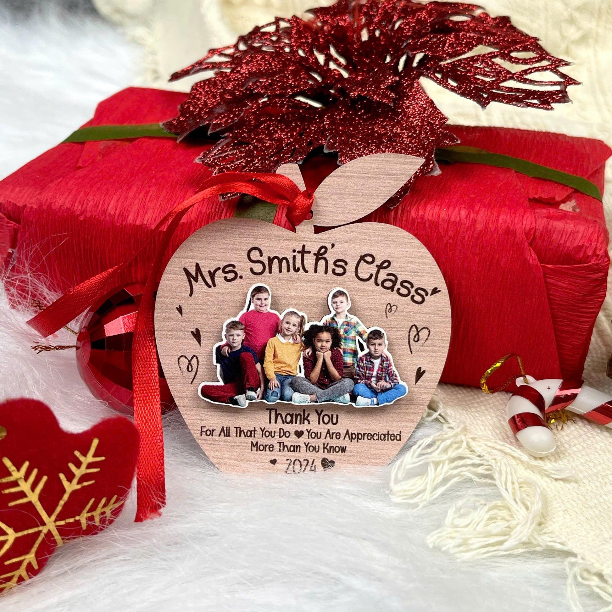 Personalized Teacher Ornament Thank You Gift, Custom Christmas Ornament Teacher Classroom, Teacher Appreciation Gift, Teacher Christmas Gift