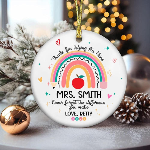 Teacher Christmas Ornament, Personalized Thank You Teacher Ornament, Christmas Teacher Gift, Teacher Ornament Gift, Xmas Teacher Decor Gift