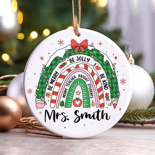 Personalized Teacher Christmas Ornament, Teacher Ornament Merry Teacher, Thank You Gifts, Teacher Appreciation Gift, Christmas Teacher Gift
