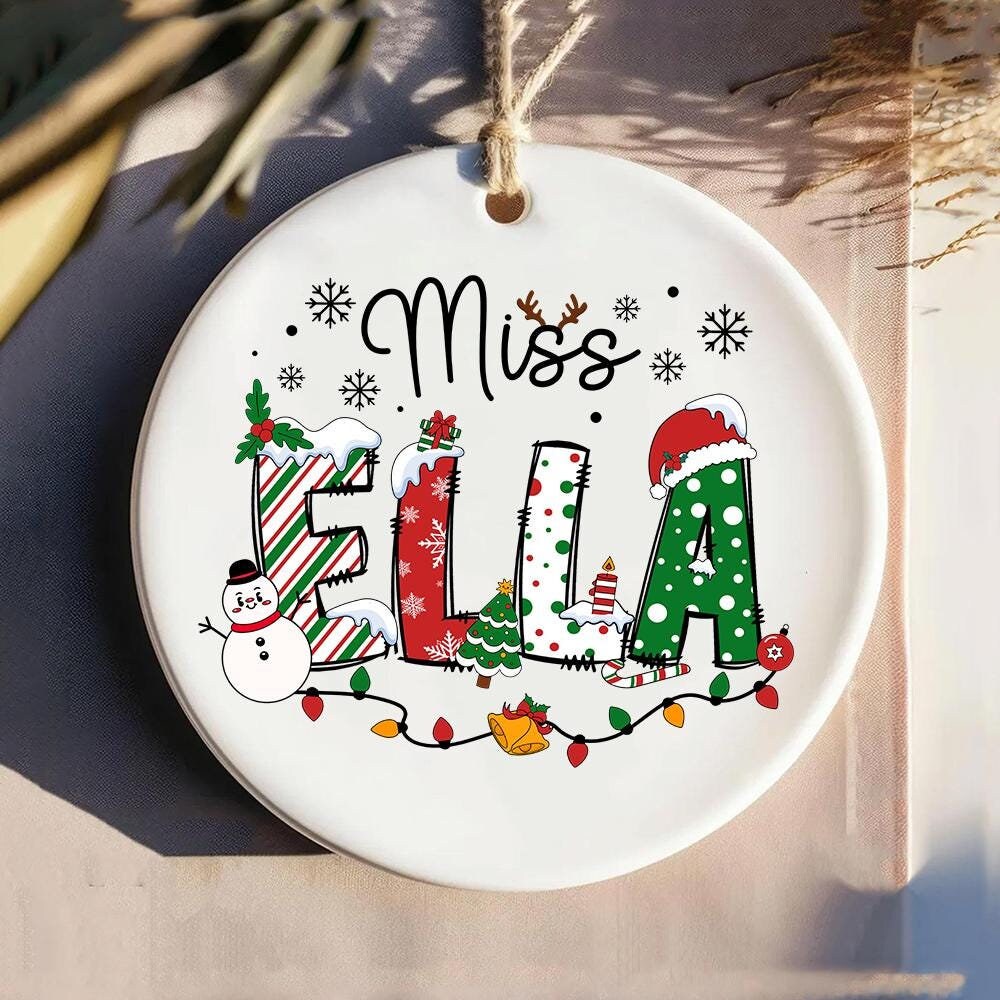 Custom Teacher Christmas Ornament, Personalized Gift For Teacher, Christmas Teacher Gift, Teacher Appreciation Gift, Unique Teacher Ornament