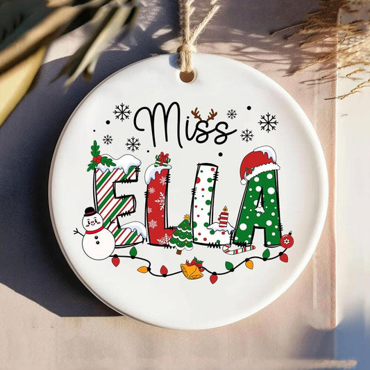 Custom Teacher Christmas Ornament, Personalized Gift For Teacher, Christmas Teacher Gift, Teacher Appreciation Gift, Unique Teacher Ornament