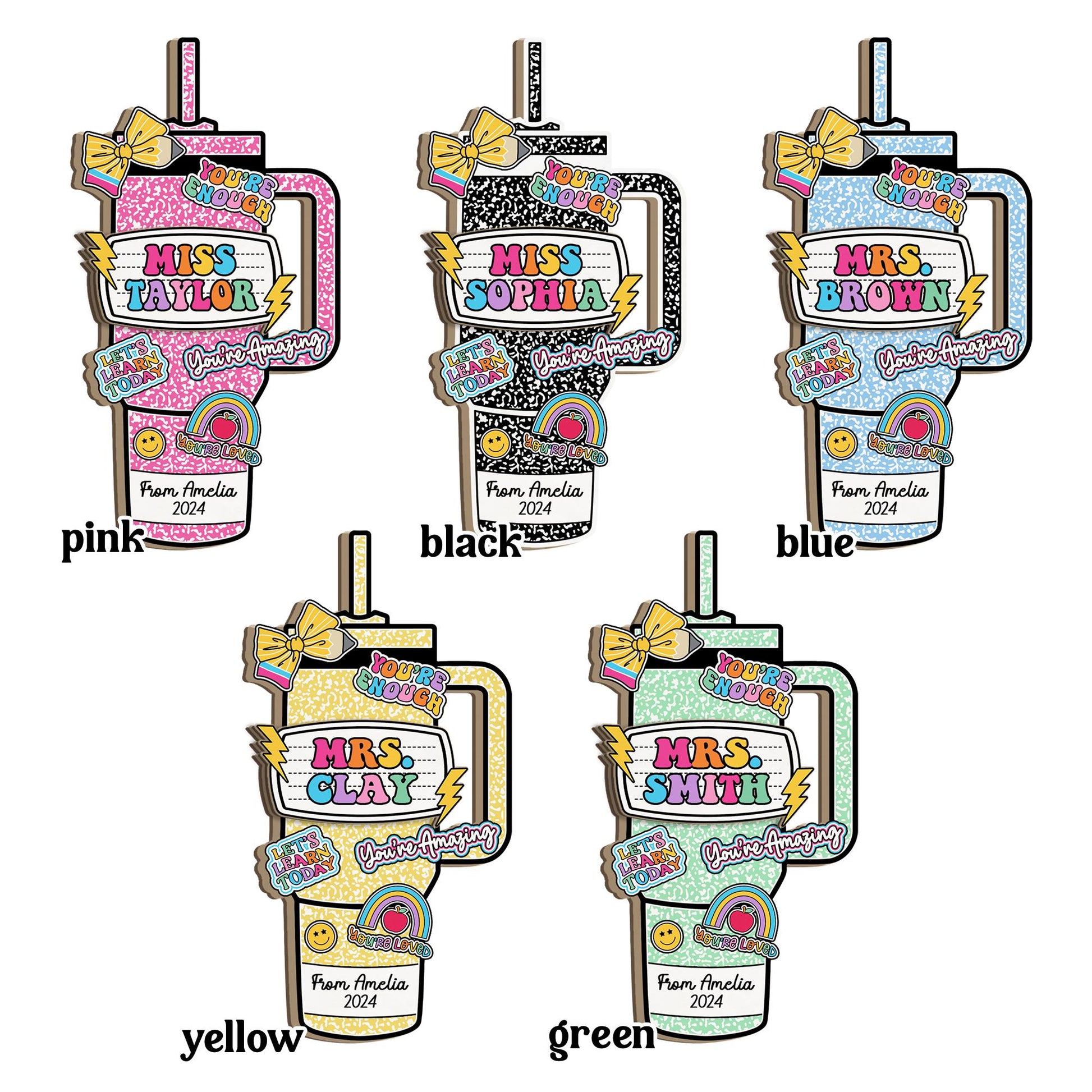 Personalized Teacher Tumbler Ornament Composition Book, Custom Teacher Christmas Ornament, Teacher Christmas Gift, Teacher Appreciation Gift