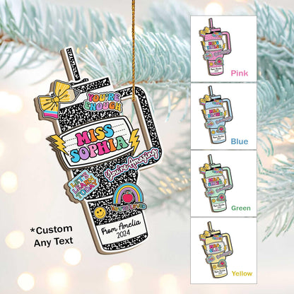 Personalized Teacher Tumbler Ornament Composition Book, Custom Teacher Christmas Ornament, Teacher Christmas Gift, Teacher Appreciation Gift