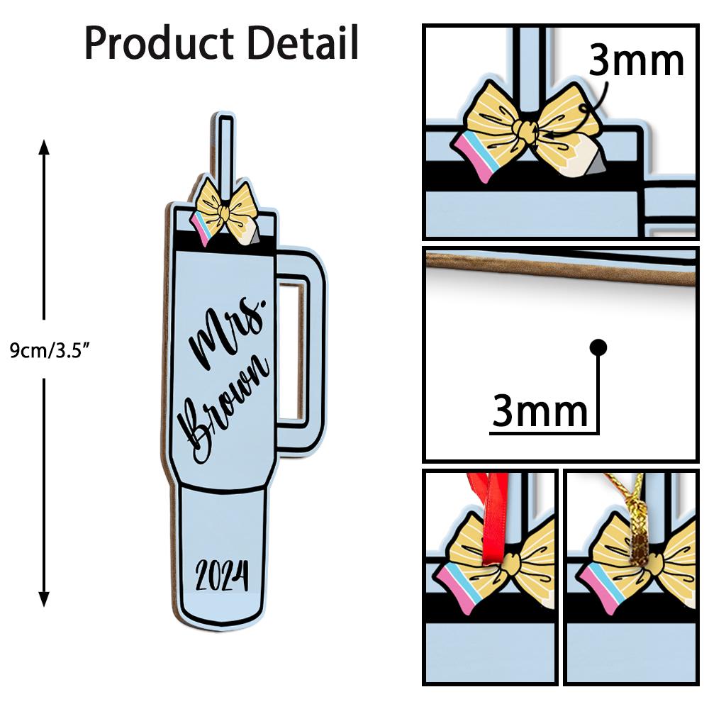 Personalized Teacher Christmas Ornament Tumbler Cup Name Ornament, Teacher Ornament Gift, Teacher Christmas Gift, Teacher Appreciation Gift