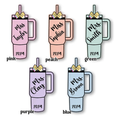 Personalized Teacher Christmas Ornament Tumbler Cup Name Ornament, Teacher Ornament Gift, Teacher Christmas Gift, Teacher Appreciation Gift