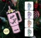 Personalized Teacher Christmas Ornament Tumbler Cup Name Ornament, Teacher Ornament Gift, Teacher Christmas Gift, Teacher Appreciation Gift