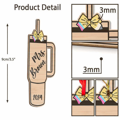 Teacher Christmas Ornament Tumbler Wooden Ornament, Personalized Teacher Ornament Gift, Teacher Christmas Gift, Teacher Appreciation Gift