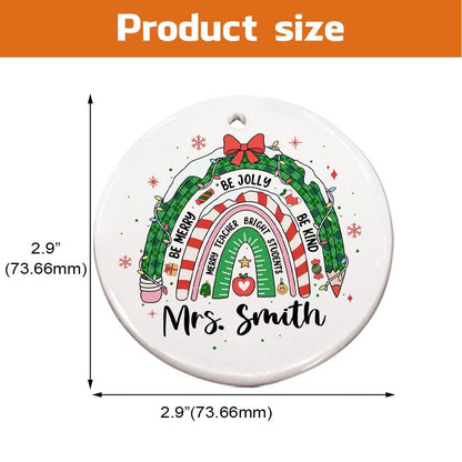 Personalized Teacher Christmas Ornament, Teacher Ornament Merry Teacher, Thank You Gifts, Teacher Appreciation Gift, Christmas Teacher Gift