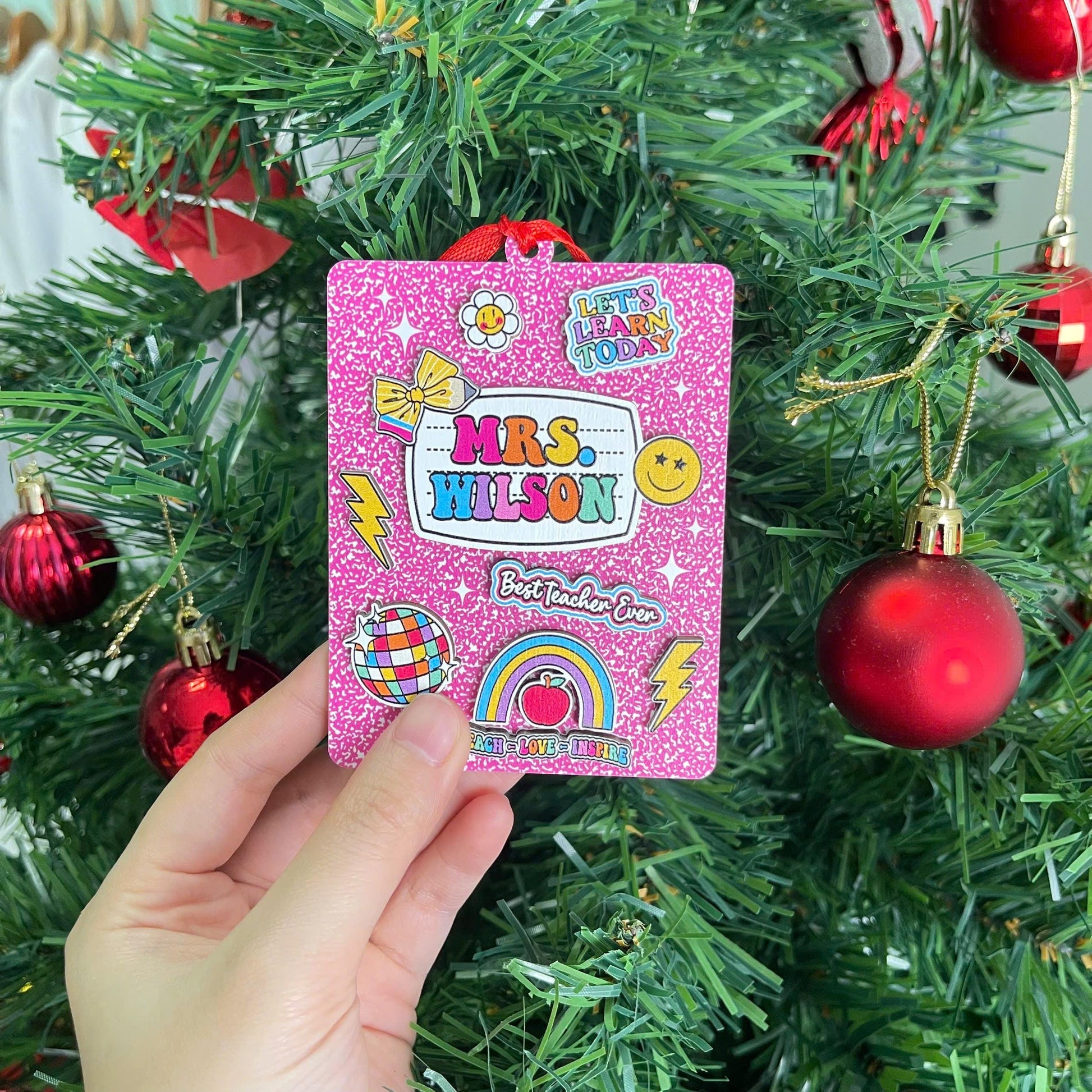 Personalized Teacher Ornament Composition Book, Custom Teacher Christmas Ornament Gift, Teacher Christmas Gift, Teacher Appreciation Gifts