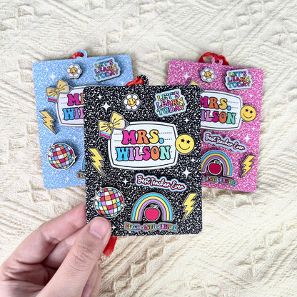 Personalized Teacher Ornament Composition Book, Custom Teacher Christmas Ornament Gift, Teacher Christmas Gift, Teacher Appreciation Gifts