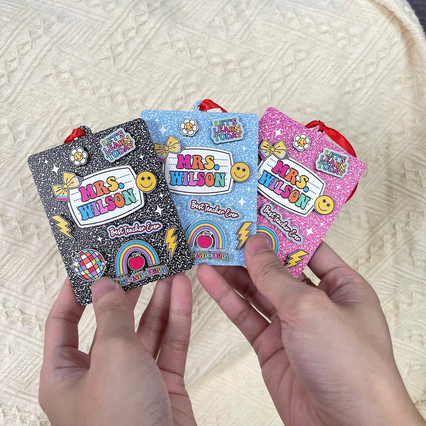 Personalized Teacher Ornament Composition Book, Custom Teacher Christmas Ornament Gift, Teacher Christmas Gift, Teacher Appreciation Gifts