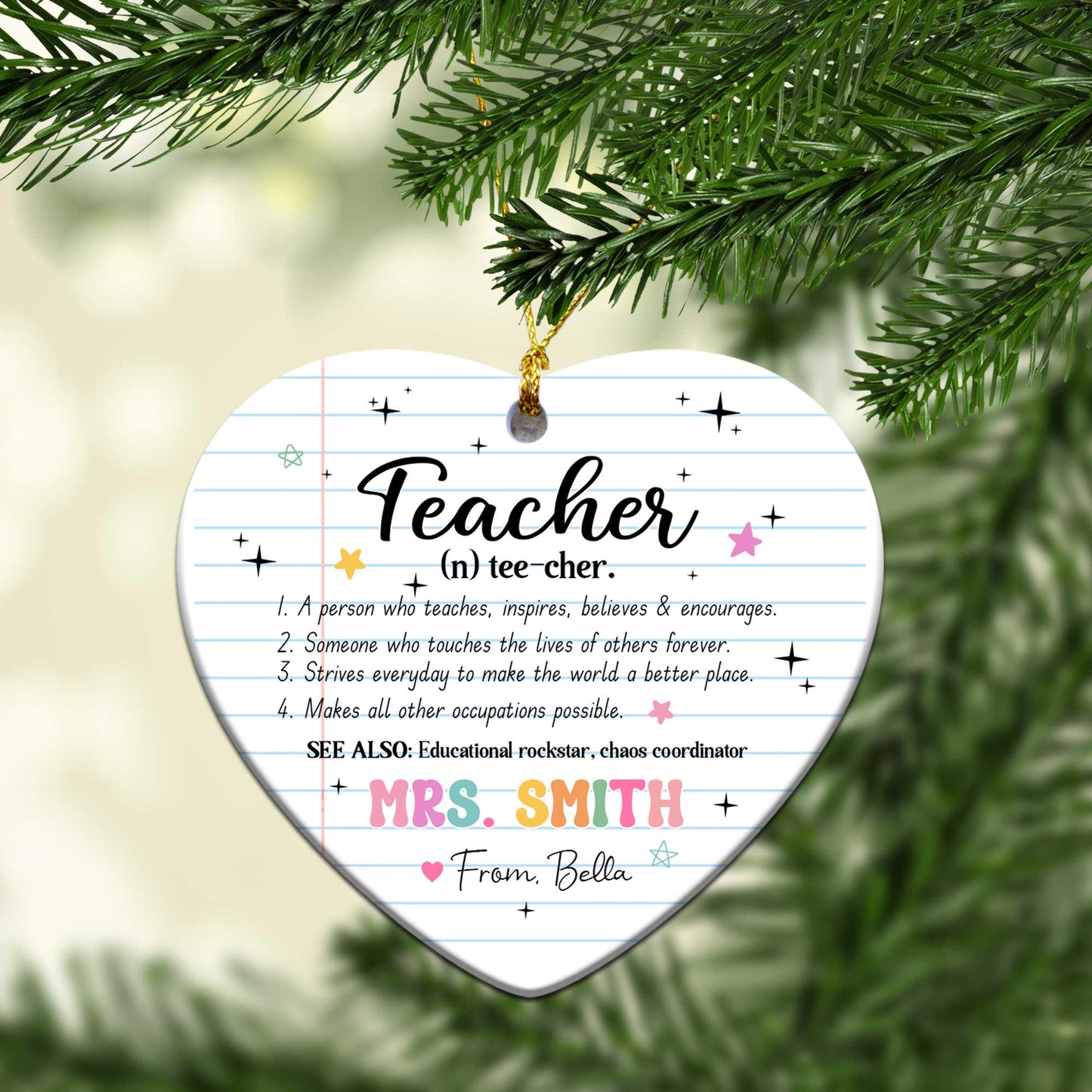 Teacher Christmas Ornament Thank You Gift, Personalized Teacher Gift Teacher Ornament Name, Teacher Appreciation Gift Teacher Christmas Gift