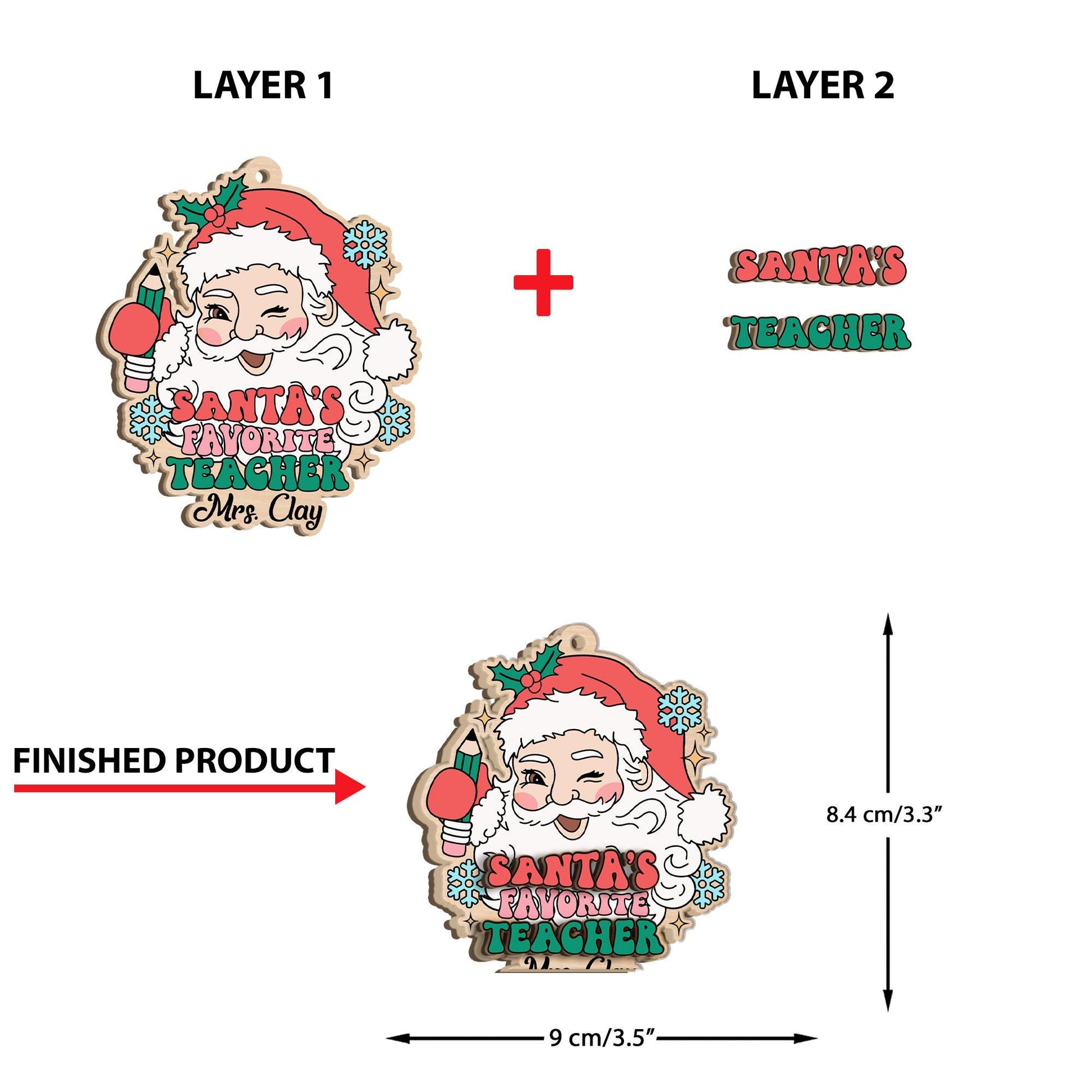 Teacher Christmas Ornament Santa Favorite, Personalized Teacher Ornament, Thank You Gift, Christmas Teacher Gift, Teacher Appreciation Gift