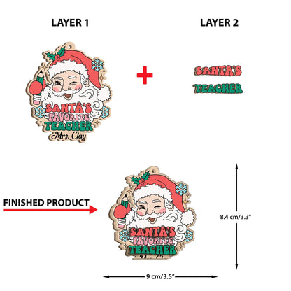 Teacher Christmas Ornament Santa Favorite, Personalized Teacher Ornament, Thank You Gift, Christmas Teacher Gift, Teacher Appreciation Gift