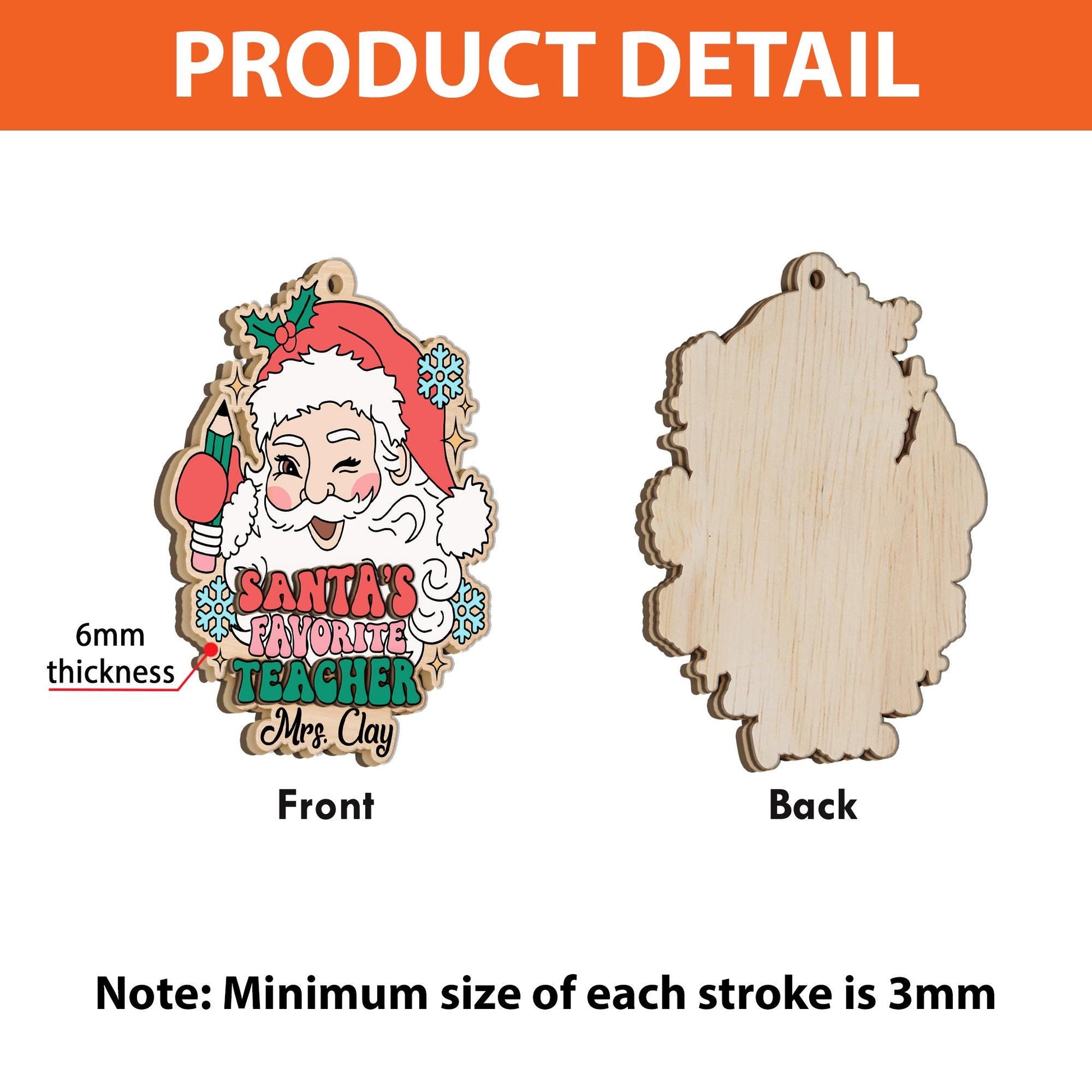 Teacher Christmas Ornament Santa Favorite, Personalized Teacher Ornament, Thank You Gift, Christmas Teacher Gift, Teacher Appreciation Gift