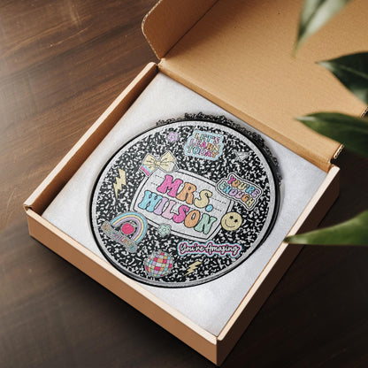 Custom Teacher Stained Glass Sun Catcher Window Hanging, Composition Book Sun Catcher, Gift For Teacher Name Sign, Teacher Appreciation Gift