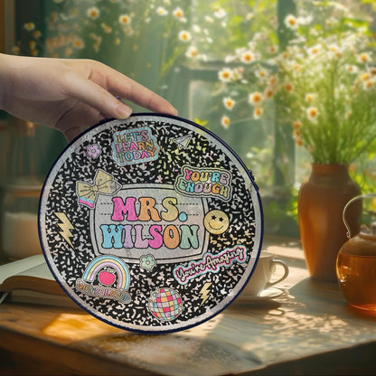 Custom Teacher Stained Glass Sun Catcher Window Hanging, Composition Book Sun Catcher, Gift For Teacher Name Sign, Teacher Appreciation Gift