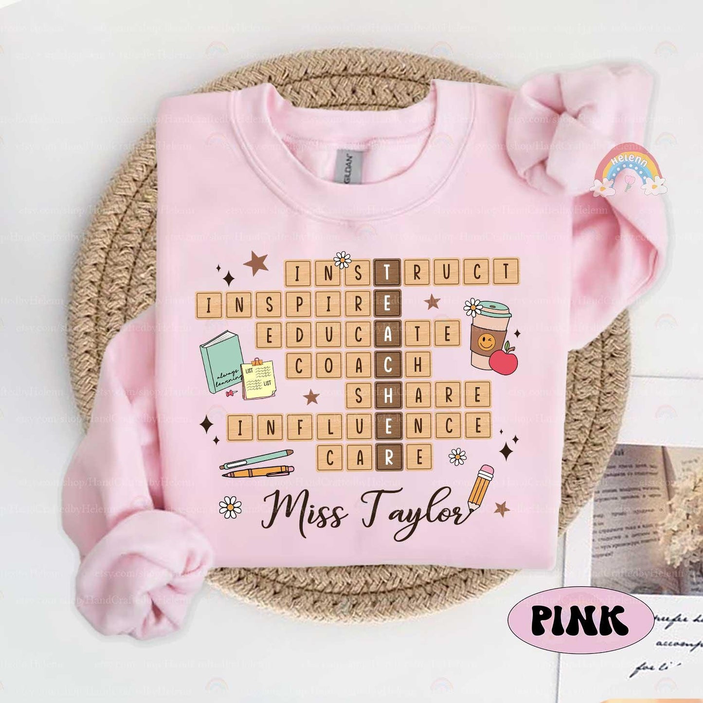 Personalized Teacher Shirt Crossword Puzzle Shirt, Kindergarten Teacher, Teacher Life Teacher Team Back To School, Teacher Appreciation Gift