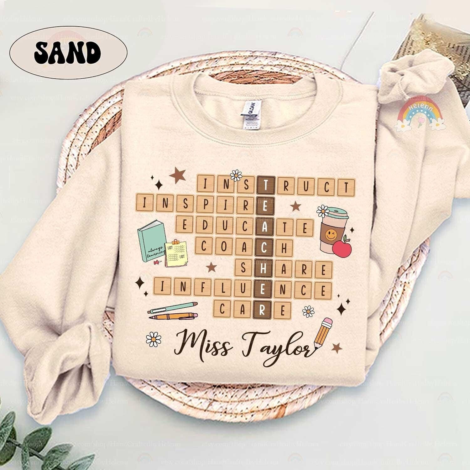 Personalized Teacher Shirt Crossword Puzzle Shirt, Kindergarten Teacher, Teacher Life Teacher Team Back To School, Teacher Appreciation Gift