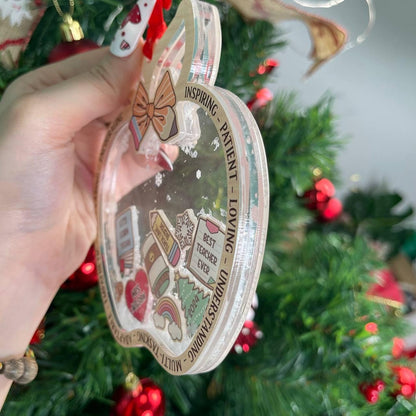 Personalized Christmas Teacher Shaker Ornament 5 Layered, School Teacher Gift Christmas Ornament Thank You Gift, Teacher Appreciation Gifts