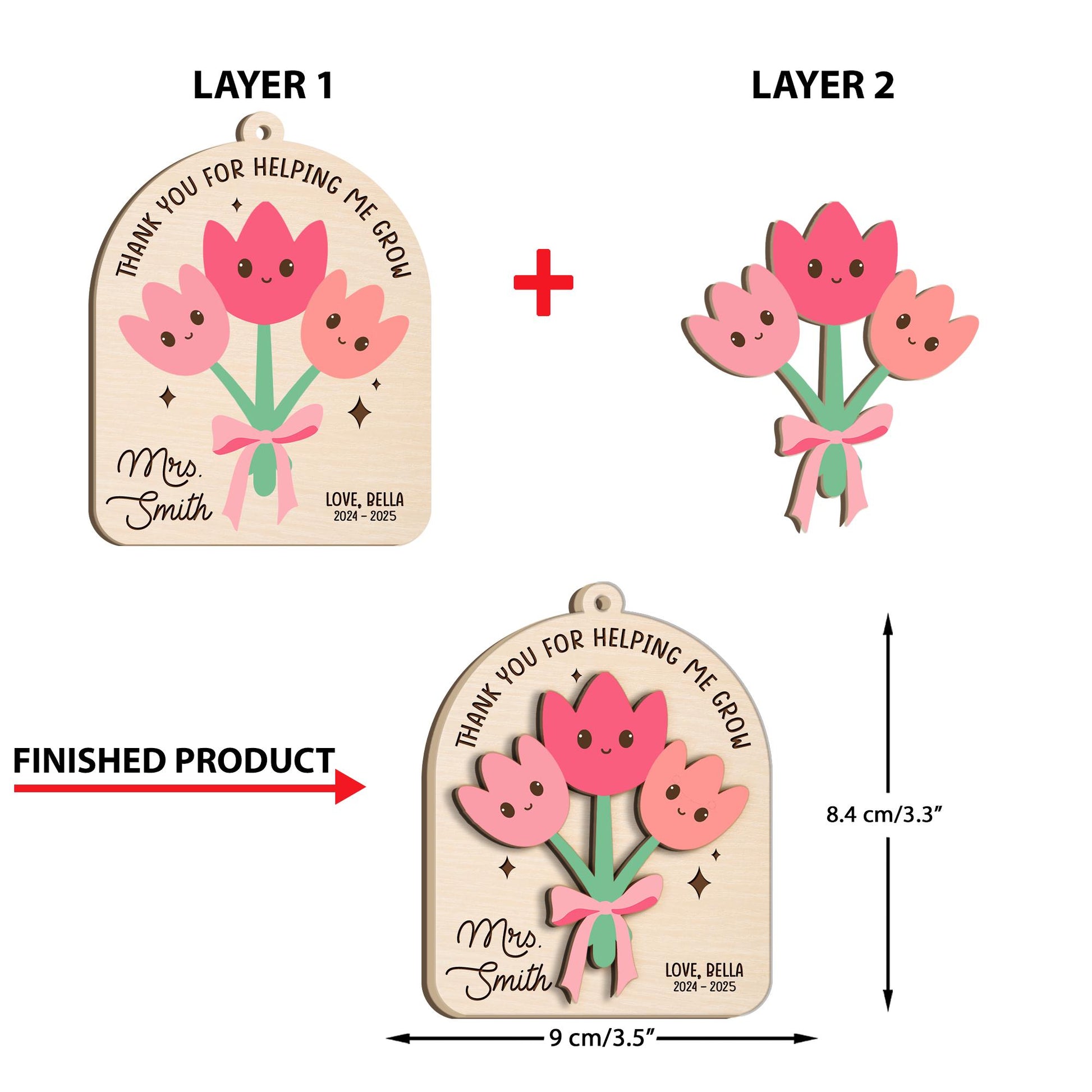 Custom Teacher Ornament Teacher Gift Flowers, Teacher Thank You Gift Christmas Ornament, Teacher Appreciation Gift, Teacher Christmas Gift