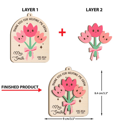 Custom Teacher Ornament Teacher Gift Flowers, Teacher Thank You Gift Christmas Ornament, Teacher Appreciation Gift, Teacher Christmas Gift